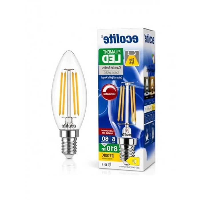 Filament LED Mum Ampul, Sarı Işık, Dim Edilebilir ve Şık