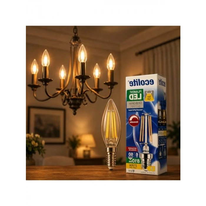 Filament LED Mum Ampul, Sarı Işık, Dim Edilebilir ve Şık