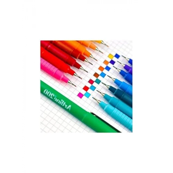 Fineliner Kalem Seti, 200 Adet, 0.4 mm İnce Uç ve 10 Renk