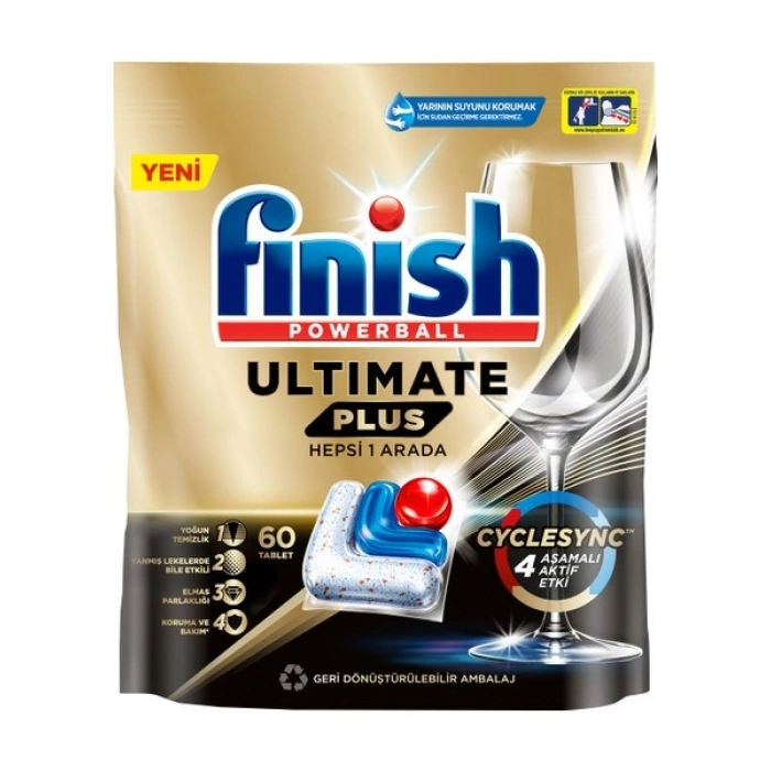 Finish Ultimate Plus 60 Kapsül Bulaşık Makinesi Deterjanı Tableti (1 x 60 Kapsül)