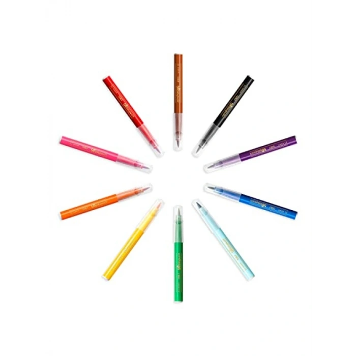 Fırça Uçlu Boya Kalemi Seti - 10 Renk, Yıkanabilir