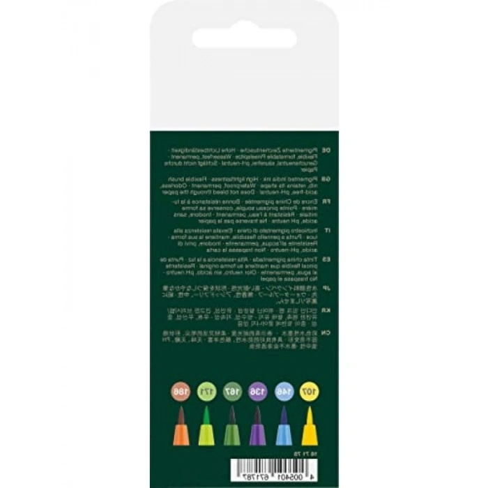 Fırça Uçlu Çizim Kalemi Seti, 6lı, Solmaya Dayanıklı