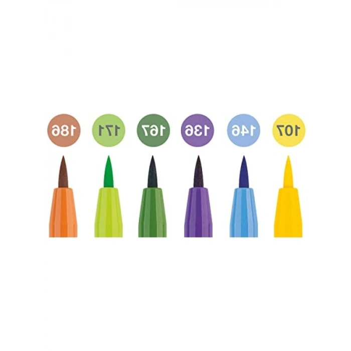 Fırça Uçlu Çizim Kalemi Seti, 6lı, Solmaya Dayanıklı