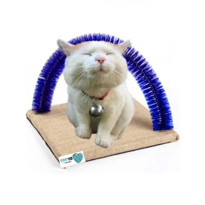 Fırçalı Kedi Kaşınma ve Masaj Tahtası (Mavi)