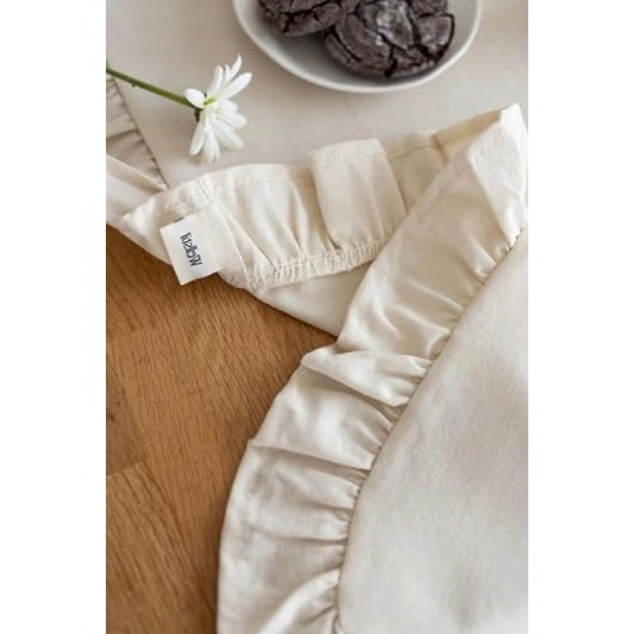 Fırfırlı Keten Mutfak Runner - 40 x 110 cm (Bej)