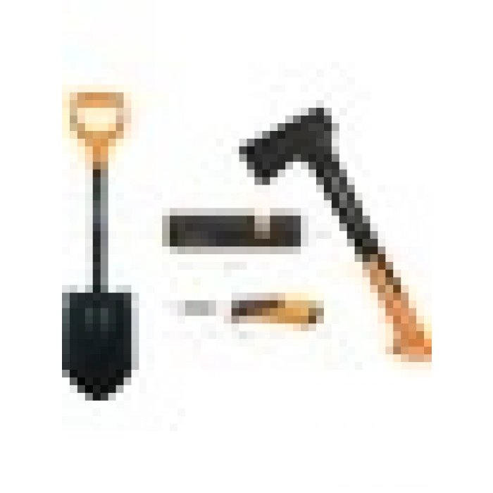 Fiskars Solid Kürek + S-X10 Balta + Ağır İş Bıçağı + Balta ve Bıçak Bileyici Seti