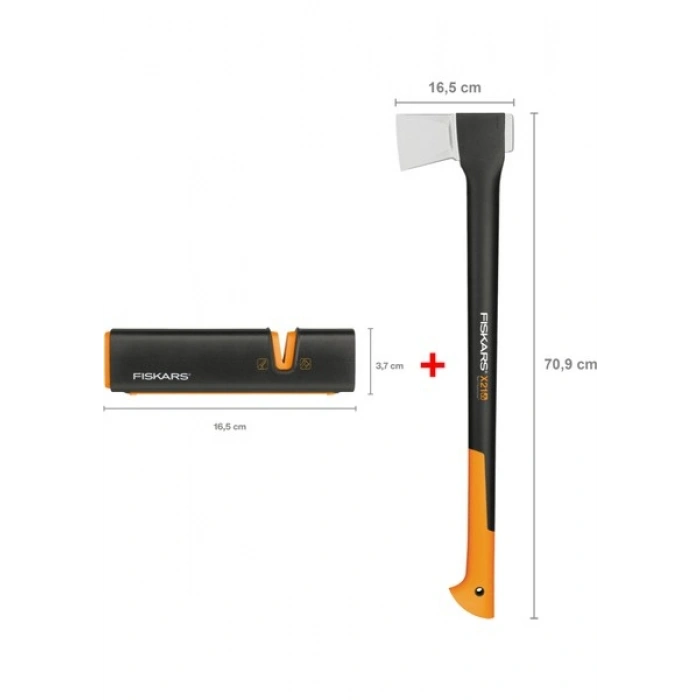 Fiskars Yarma Baltası L-X21 + Balta ve Bıçak Bileyici