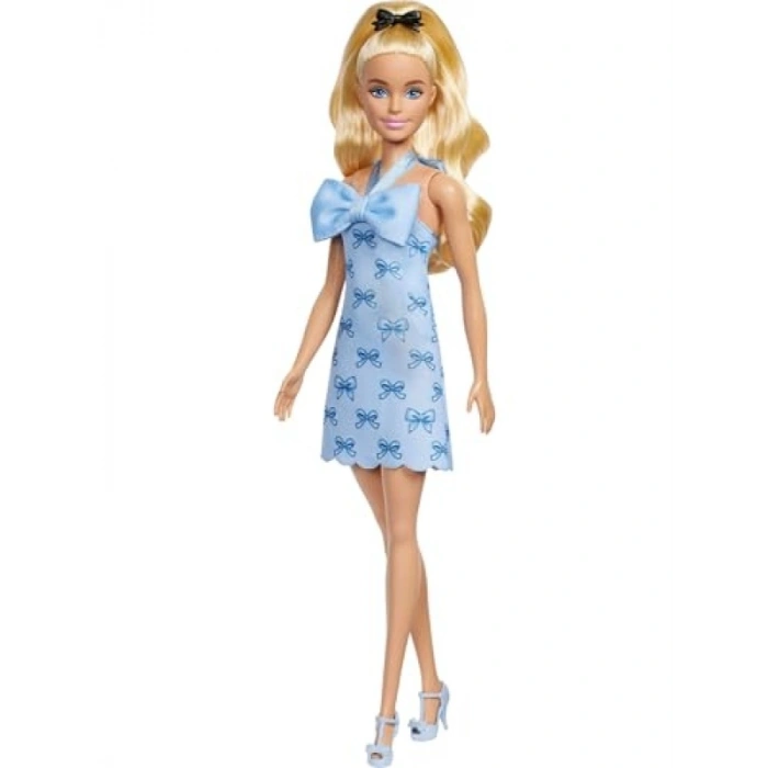 Fiyonklu Mavi Elbise ile Barbie Bebek