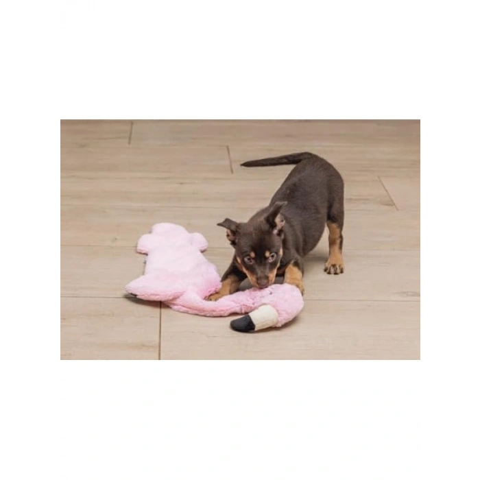 Flamingo Şeklinde Yavru Köpek Oyuncağı, Peluş, Pembe, 72x27x5 cm
