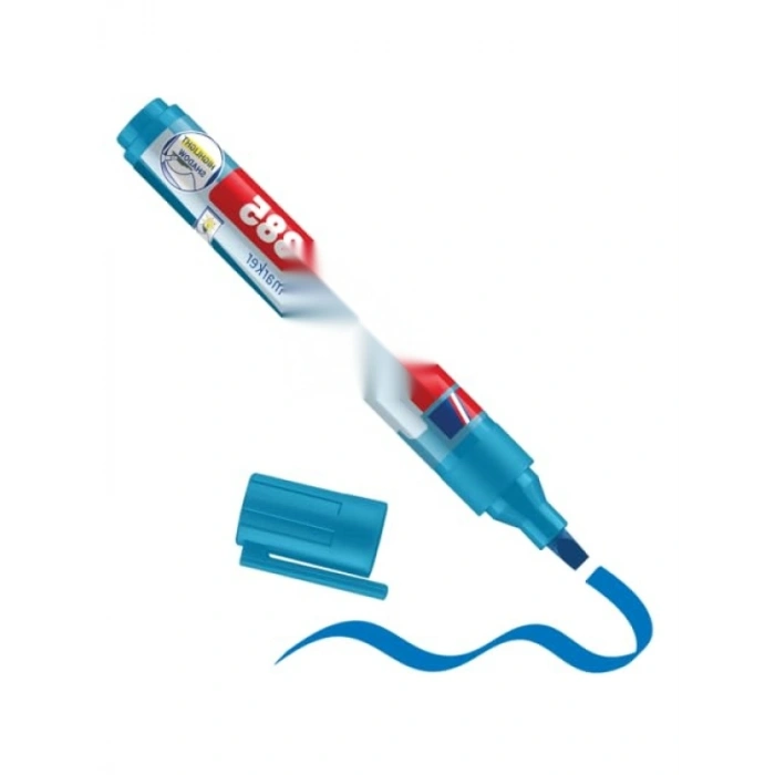 Flipchart Efekt Markörü, Açık Mavi, Esnek Fırça Uçlu