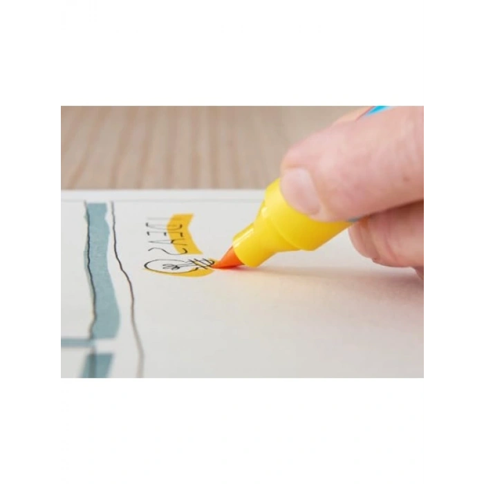 Flipchart Efekt Markörü, Açık Mavi, Esnek Fırça Uçlu