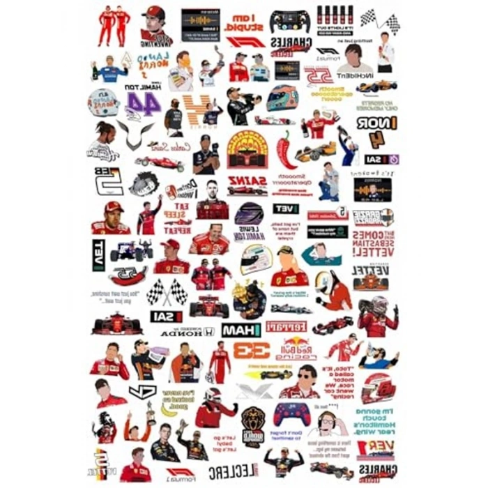 Formula 1 Ralli Pilotları için Laptop ve Telefon Kılıfı Sticker Paketi