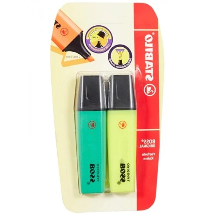 Fosforlu İşaretleme Kalemi - 2li Set, Çeşitli Renkler