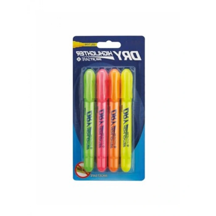 Fosforlu Jel Kalem Seti, 4lü Poşet - Canlı Renkler