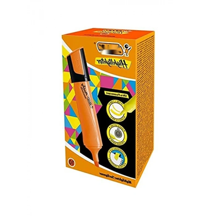 Fosforlu Kalem Seti, 10lu Kutu, Turuncu, Dikkat Çekici Renk