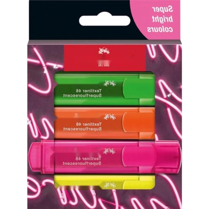 Fosforlu Kalem Seti, 4lü - Şeffaf Renkler - Su Bazlı Mürekkep