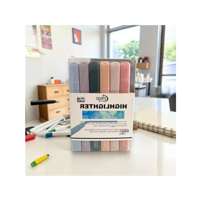 Fosforlu Kalem Seti, 6 Adet Çift Taraflı, Renkli Seçenekler