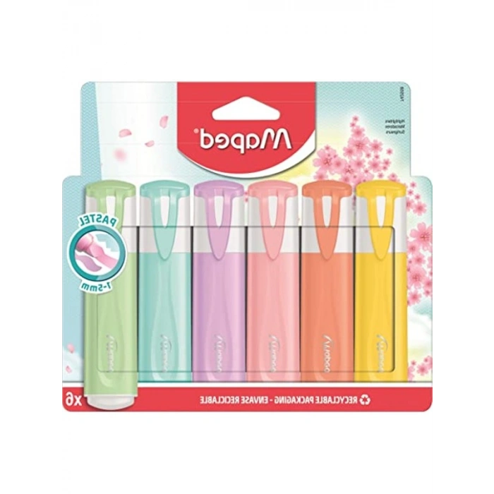 Fosforlu Kalemler 6lı Set - 1-5 mm Pastel Renkler