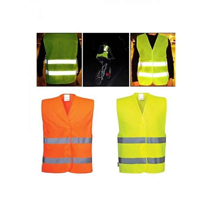 Fosforlu Turuncu Reflektörlü İkaz Yeleği