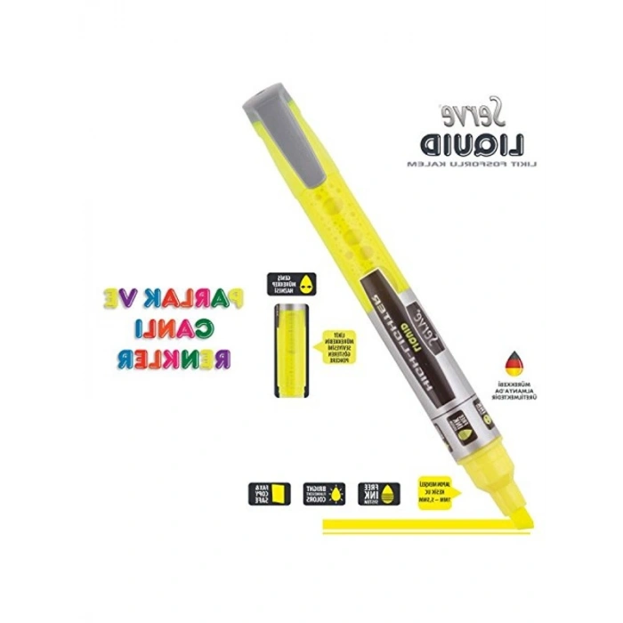 Fosforlu Yeşil Kalem, Likit Mürekkep, Parlak Renk