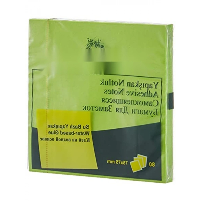 Fosforlu Yeşil Yapışkan Notluk - 75 x 75 mm