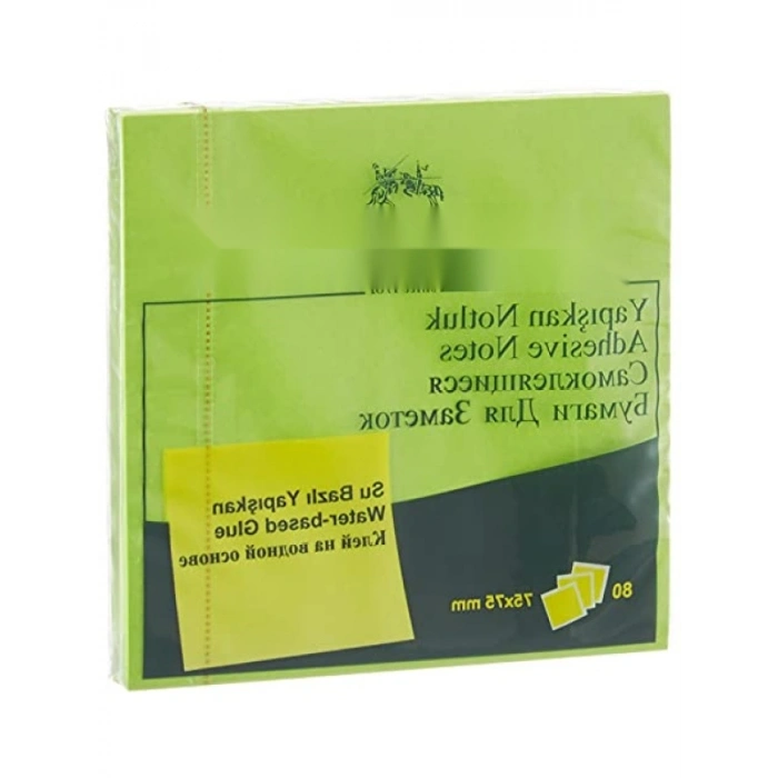Fosforlu Yeşil Yapışkan Notluk - 75 x 75 mm