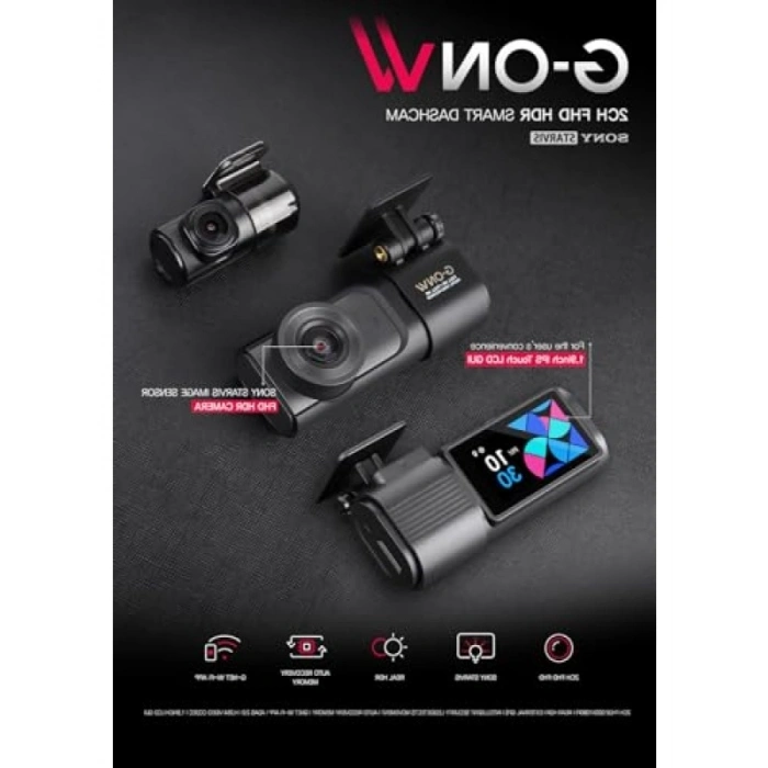 FullHD HDR Wi-Fi Akıllı Araç Kamerası, 2 Kanal