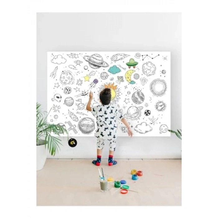 Galaksi Temalı Eğitici Dev Boyama Kağıdı | 90x130 cm | Çocuklar İçin