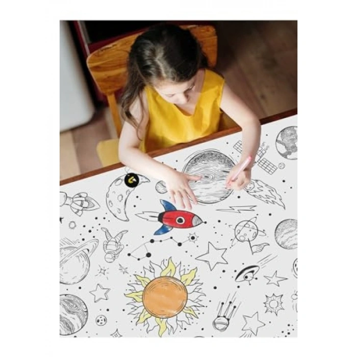 Galaksi Temalı Eğitici Dev Boyama Kağıdı | 90x130 cm | Çocuklar İçin