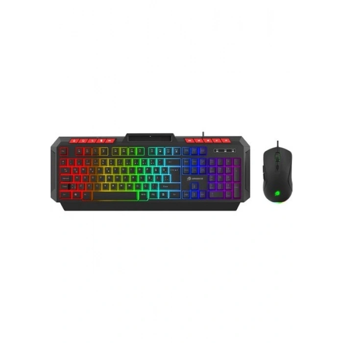 Gamebooster Knight KM-11B Rainbow Aydınlatmalı Kablolu Oyuncu Klavye & Rgb Mouse Set - Siyah
