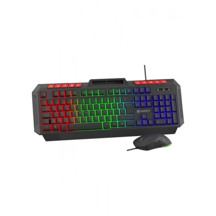 Gamebooster Knight KM-11B Rainbow Aydınlatmalı Kablolu Oyuncu Klavye & Rgb Mouse Set - Siyah