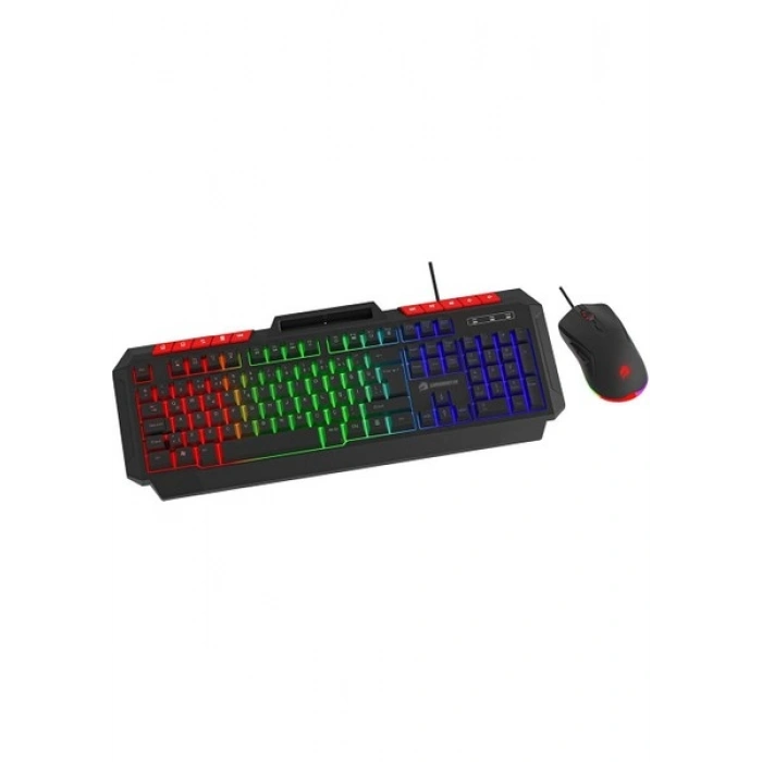 Gamebooster Knight KM-11B Rainbow Aydınlatmalı Kablolu Oyuncu Klavye & Rgb Mouse Set - Siyah