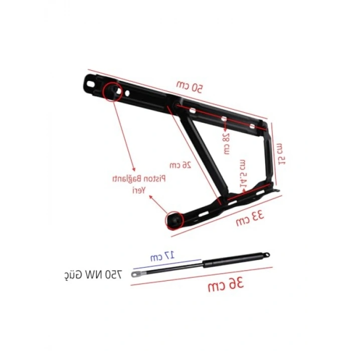 Gazlı Amartisör Piston – 40° Siyah Boyalı Standart Geniş Kollu 1 Çift