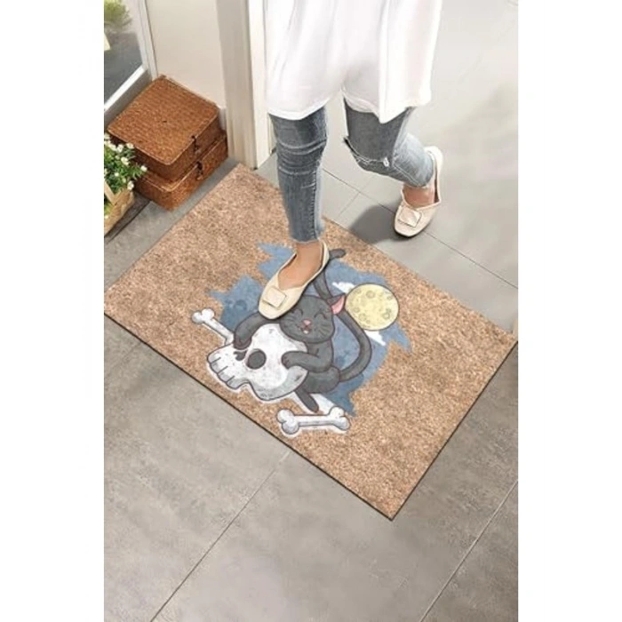 Gece Çiçeği Desenli Kapı Paspası ile Şık Girişler İçin