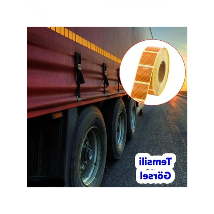 Gece Parlayan Sarı Kesik Reflektör Bant 5 cm x 5 m Fosforlu İkaz
