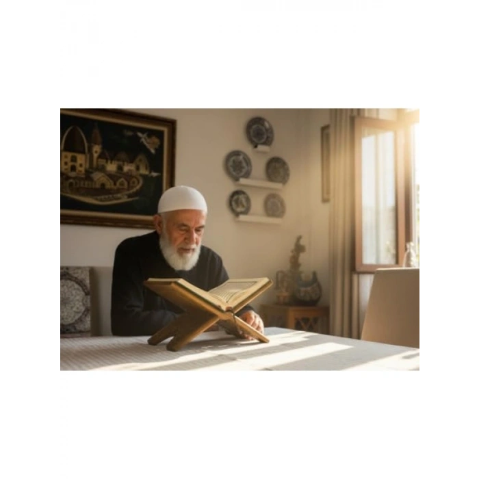 Geleneksel El Oyması Ahşap Rahle - Katlanabilir Kur’an Standı