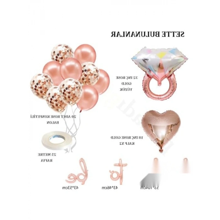 Gelin Adayı Temalı Rose Gold Balon Seti