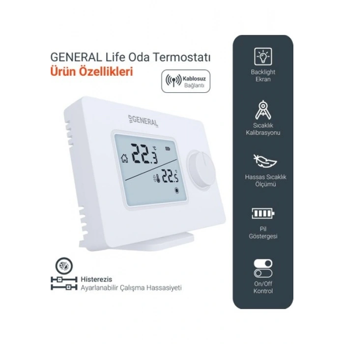 General Gaia HT250 RF Kablosuz Dijital Oda Termostatı