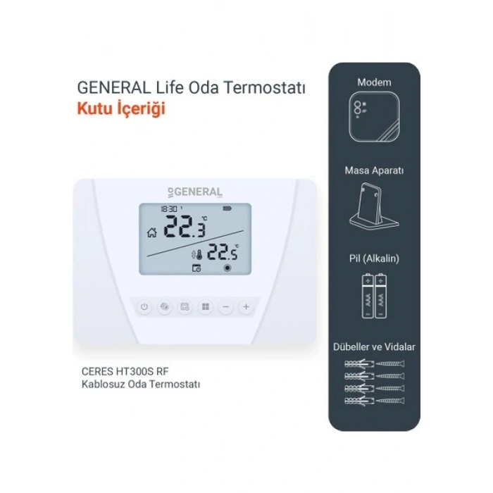 General Life Ceres HT300S RF Kablosuz Oda Termostatı