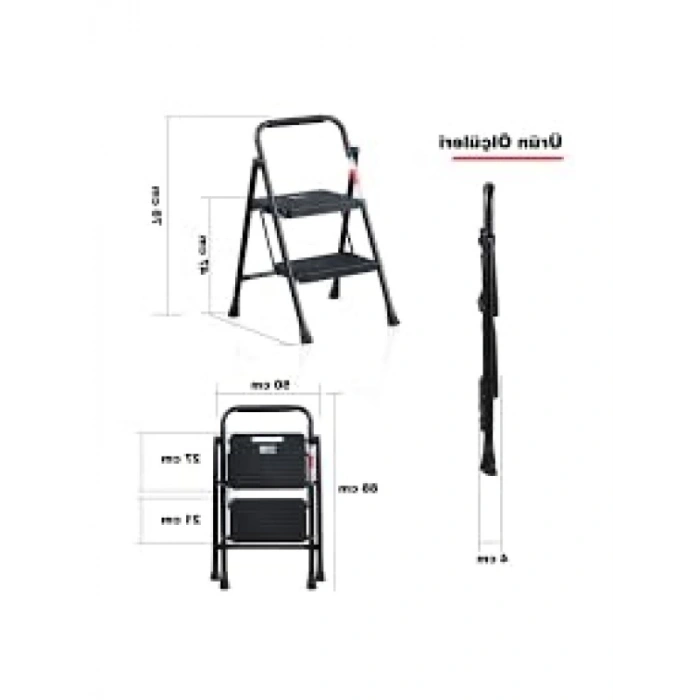 Geniş Basamaklı Siyah Merdiven, 2 Basamaklı Yeni Nesil Slim