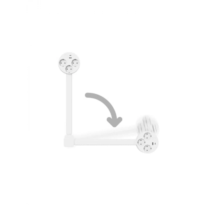 Genişletilebilir Dönen Priz, 3 AC Çıkışlı ve USB Portlu