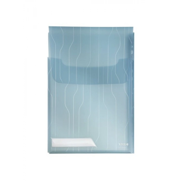 Genişleyebilen 3’lü A4 Dosya - Mavi Şeffaf