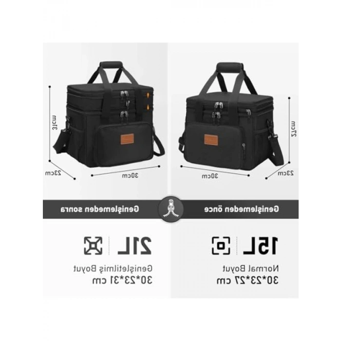 Genişleyebilen Termal Yemek Taşıma Çantası - Çift Bölmeli