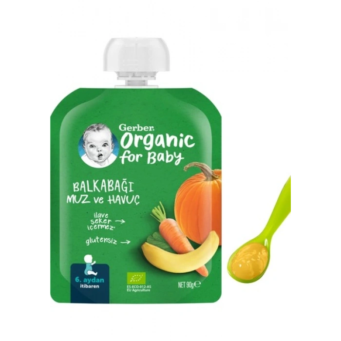 Gerber Organik Muzlu Havuçlu Bal Kabağı Püresi 90 gr