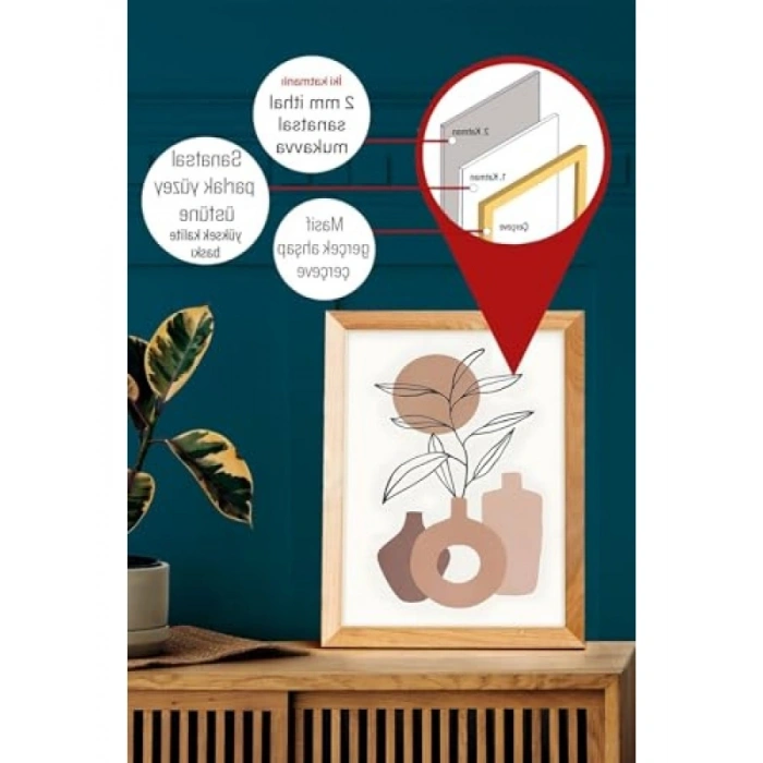 Gerçek Ahşap Çerçeveli 3 Parça 3D Poster Tablo Seti