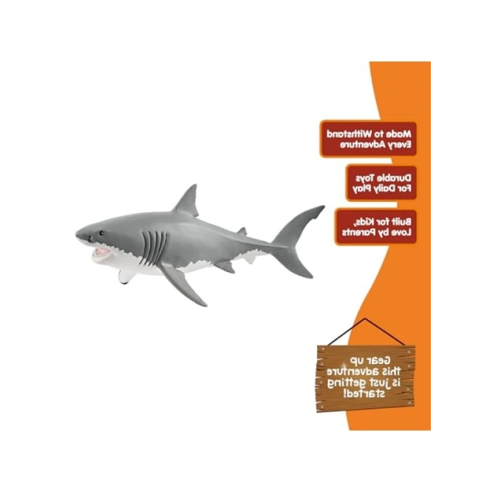 Gerçekçi Beyaz Köpek Balığı Figürü - Elde Boyanmış Detaylar
