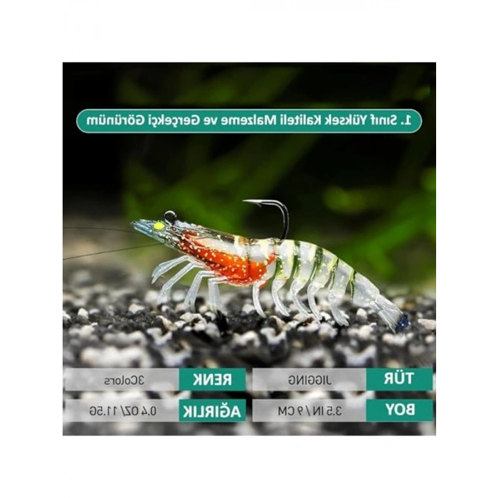 Gerçekçi Karides Balık Yemi, 9 cm Uzunluk ve 11.5 gr Ağırlıkla