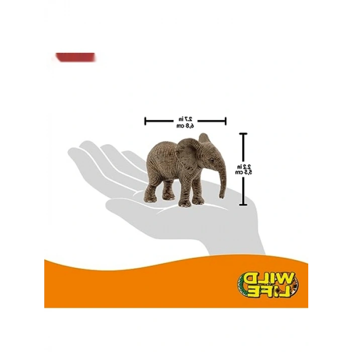 Gerçekçi Yavru Afrika Fili Figürü - Elde Boyanmış Detaylar