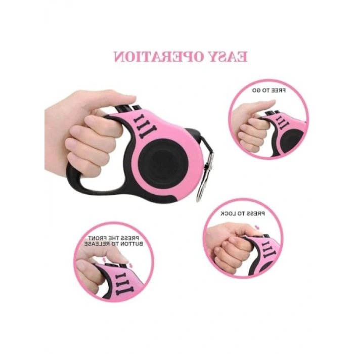 Geri Çekilebilir Köpek Tasması 5m, 360° Dolaşmayan Tasarım (Gri)