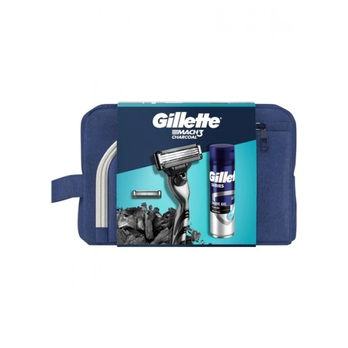 Gillette Mach3 Charcoal 2Up + Charcoal Series Jel 200ML + Çanta
